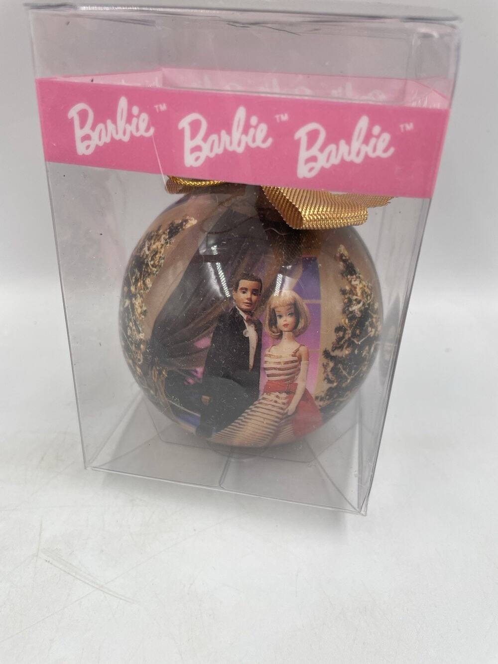 Barbie 3-1/2” Round 1996 Licensed By Mattel Ornament In Original Box